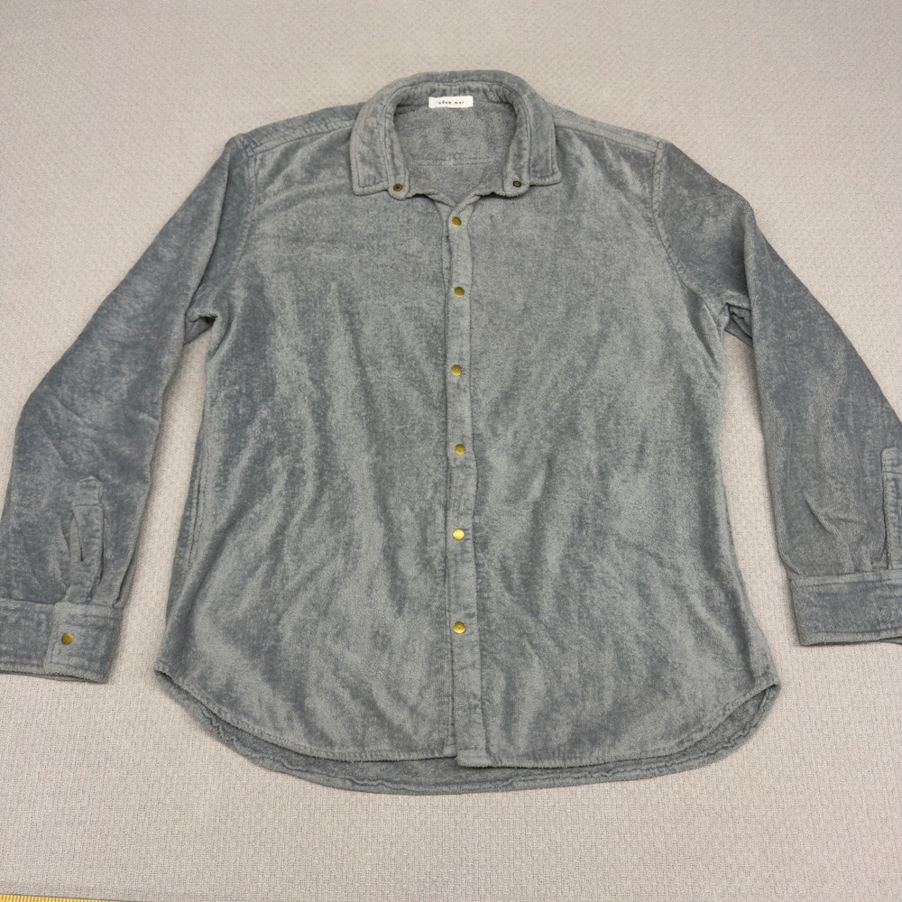 Adam Mar Montauk Oxford Snap Button Shirt Gray Mens XL French Terry Casual